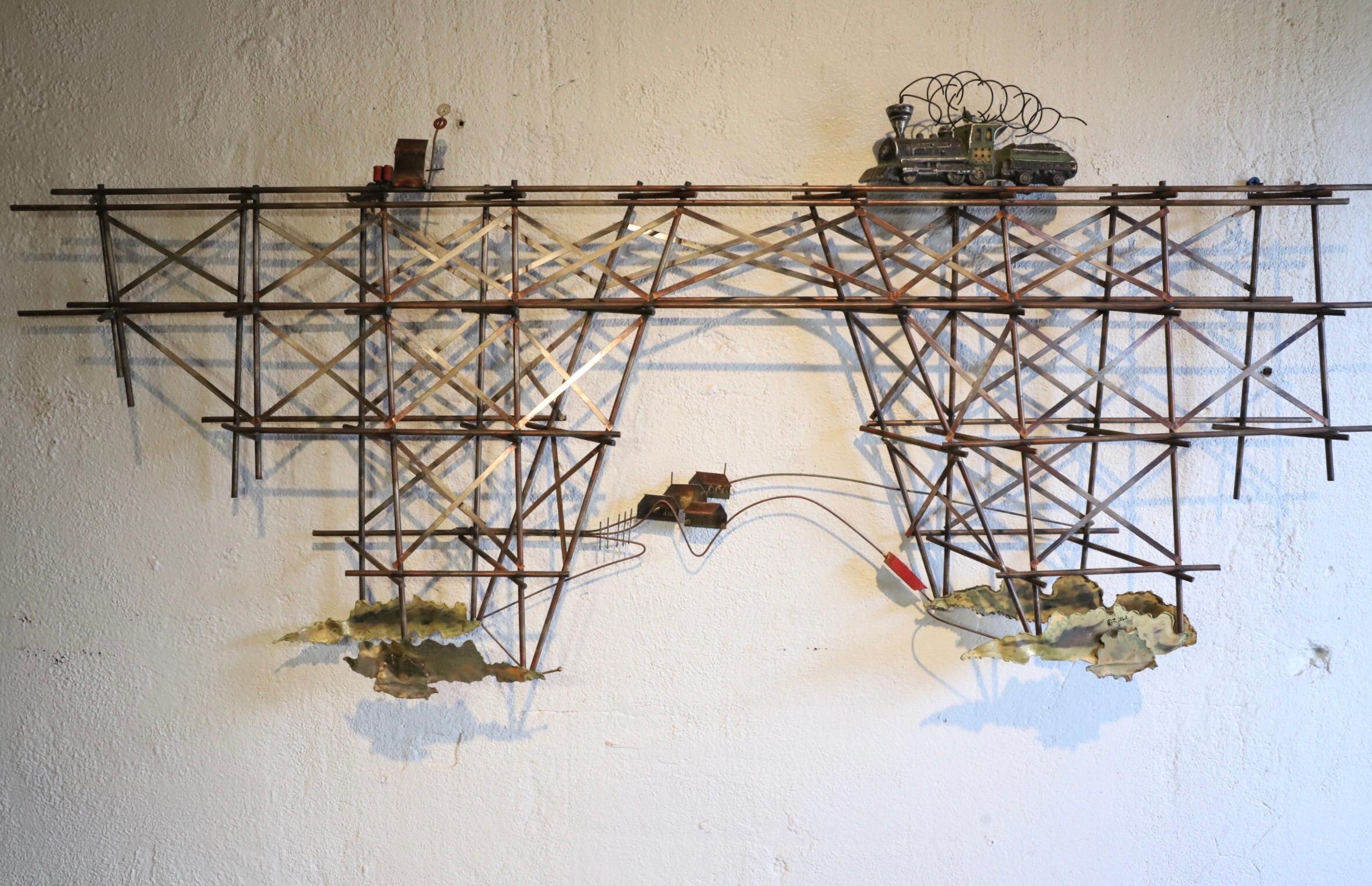 Train Bridge Wall Sculpture by Curtis Jere 9