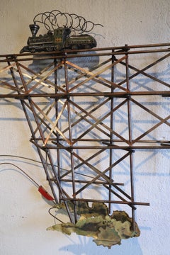 Train Bridge Wall Sculpture by Curtis Jere