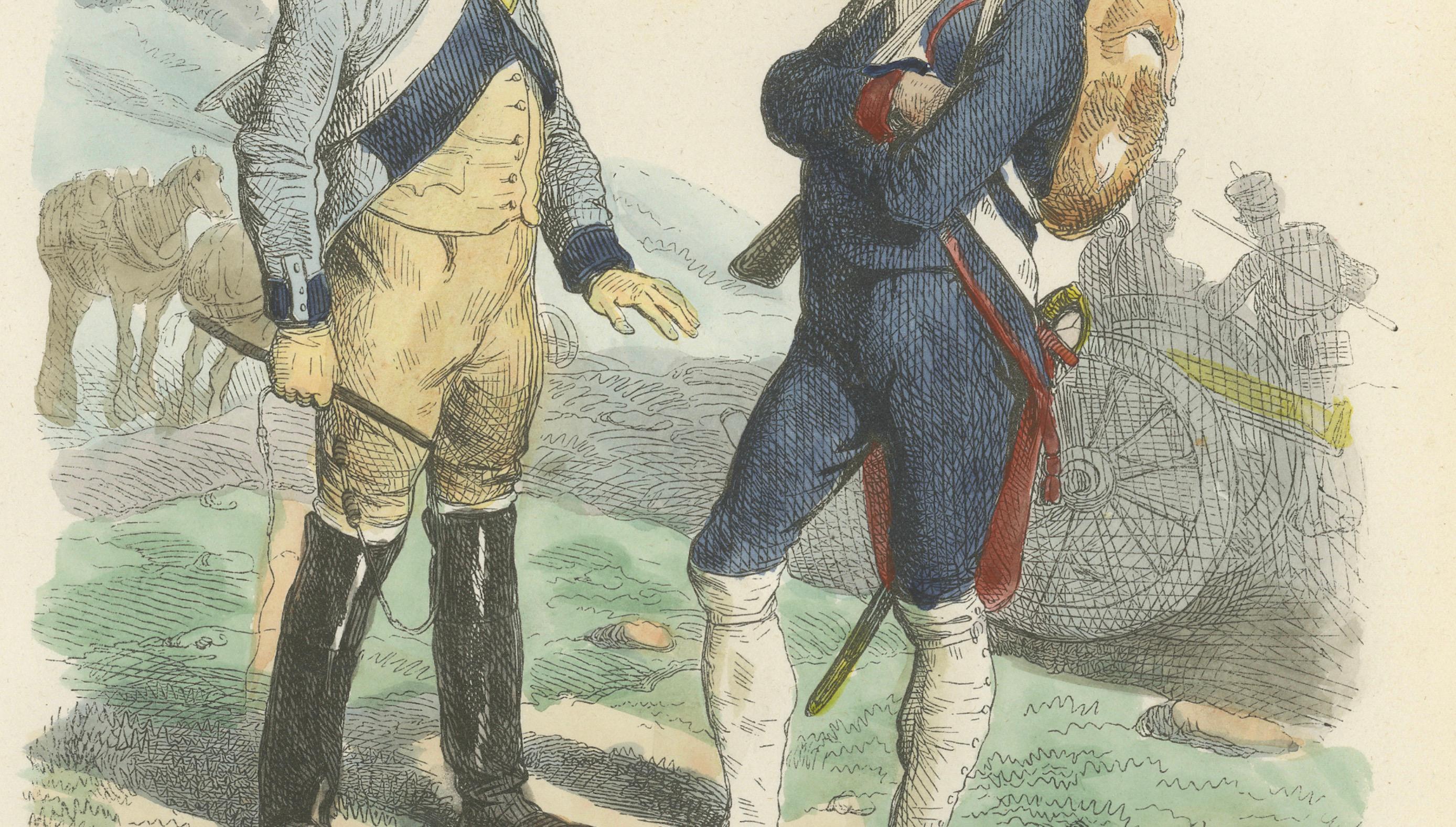 Train of Artillery and Foot Artillery, Napoleonic Military Print, Published 1843