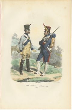 Train of Artillery and Foot Artillery, Napoleonic Military Print, Published 1843