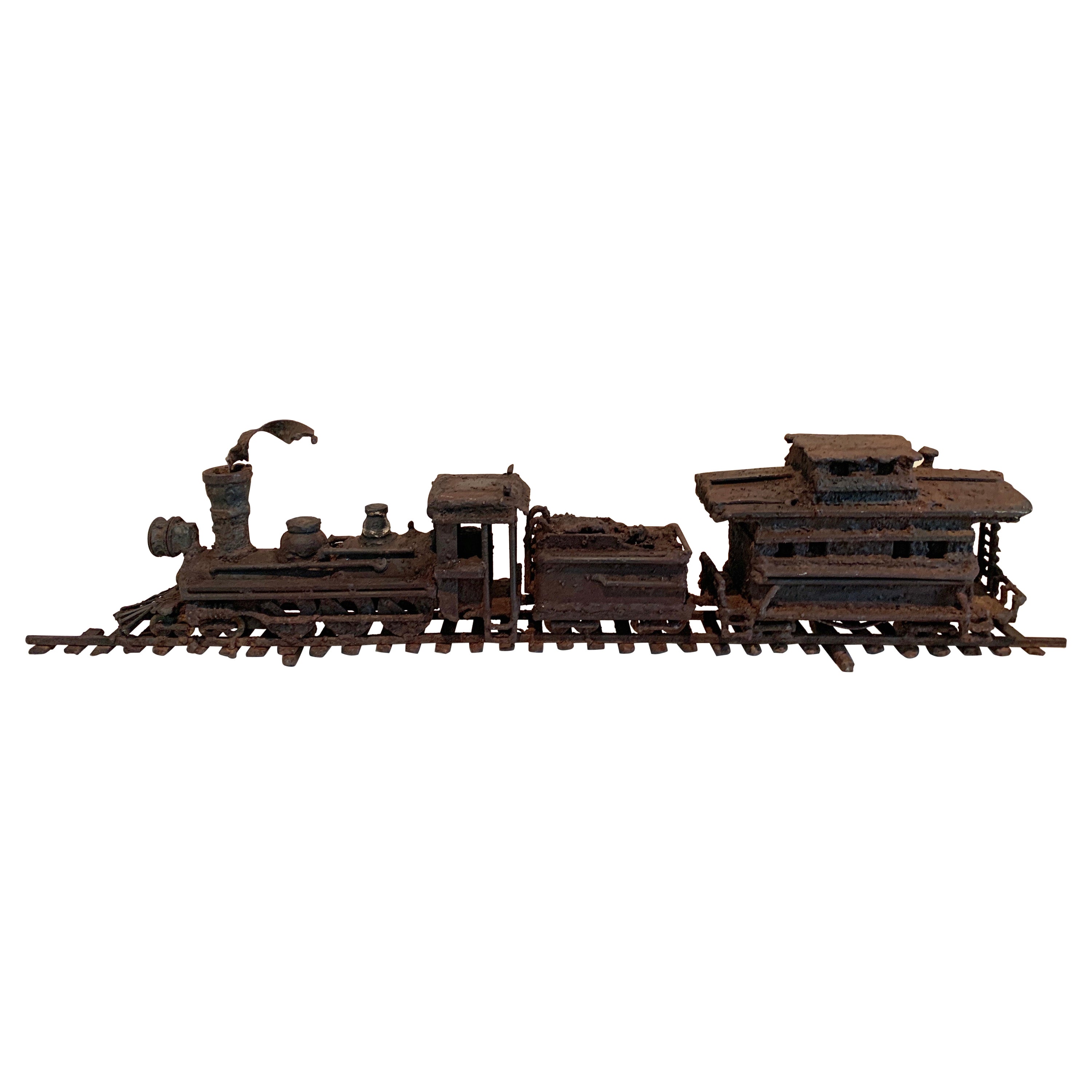 Train on Track with Smoke by Brutalist Artist Chet Blacketer