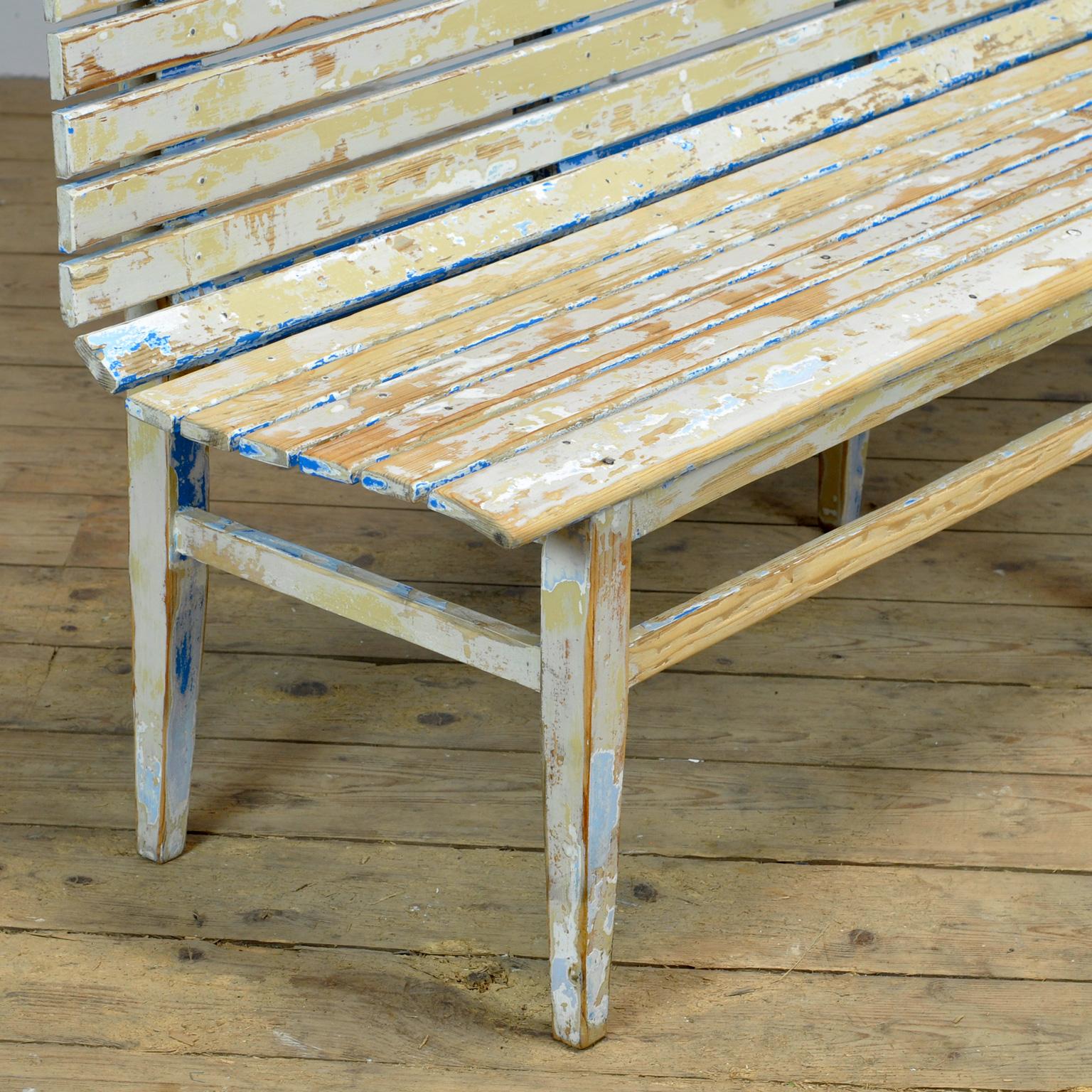 Pine Train Station Waiting Bench, Circa 1940 For Sale