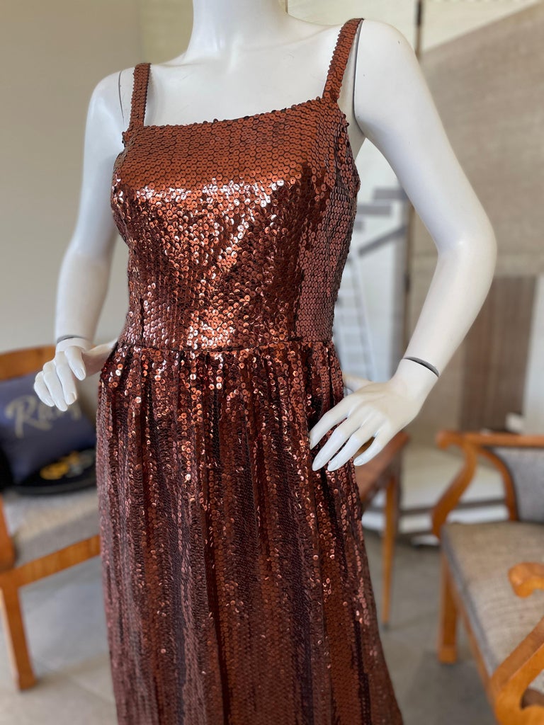 Traina by Geoffrey Beene 1960 Copper Sequin Evening Dress with Matching Jacket For Sale 2