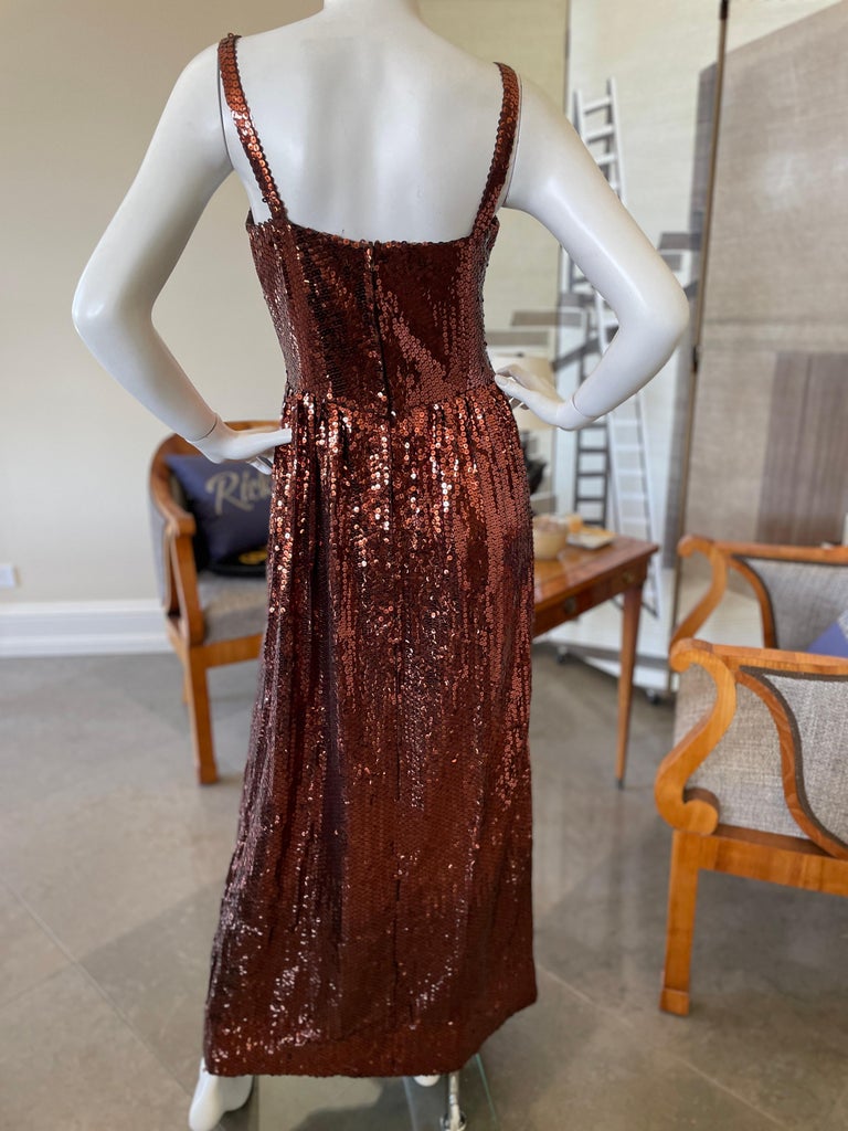 Traina by Geoffrey Beene 1960 Copper Sequin Evening Dress with Matching Jacket For Sale 4