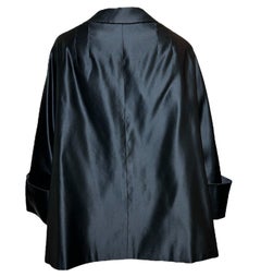 Traina-Norell Black Silk Satin Swing-Coat, 1950s