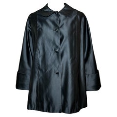 Traina-Norell Black Silk Satin Swing-Coat, 1950s