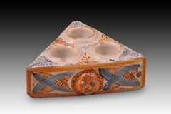 Traingular Spices Tray, Talavera De La Reina, Spain, 17th Century