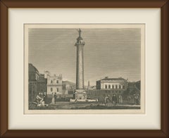 Trajan's Pillar, Column of Trajan, Rome, Antique Engraving, circa 1820