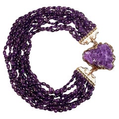 Tralci Multistrand Amethyst Necklace in Bronze by Lo Studiolo Genève