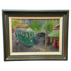 Vintage Tram in the Streets of San Francisco Oil Painting on Canvas