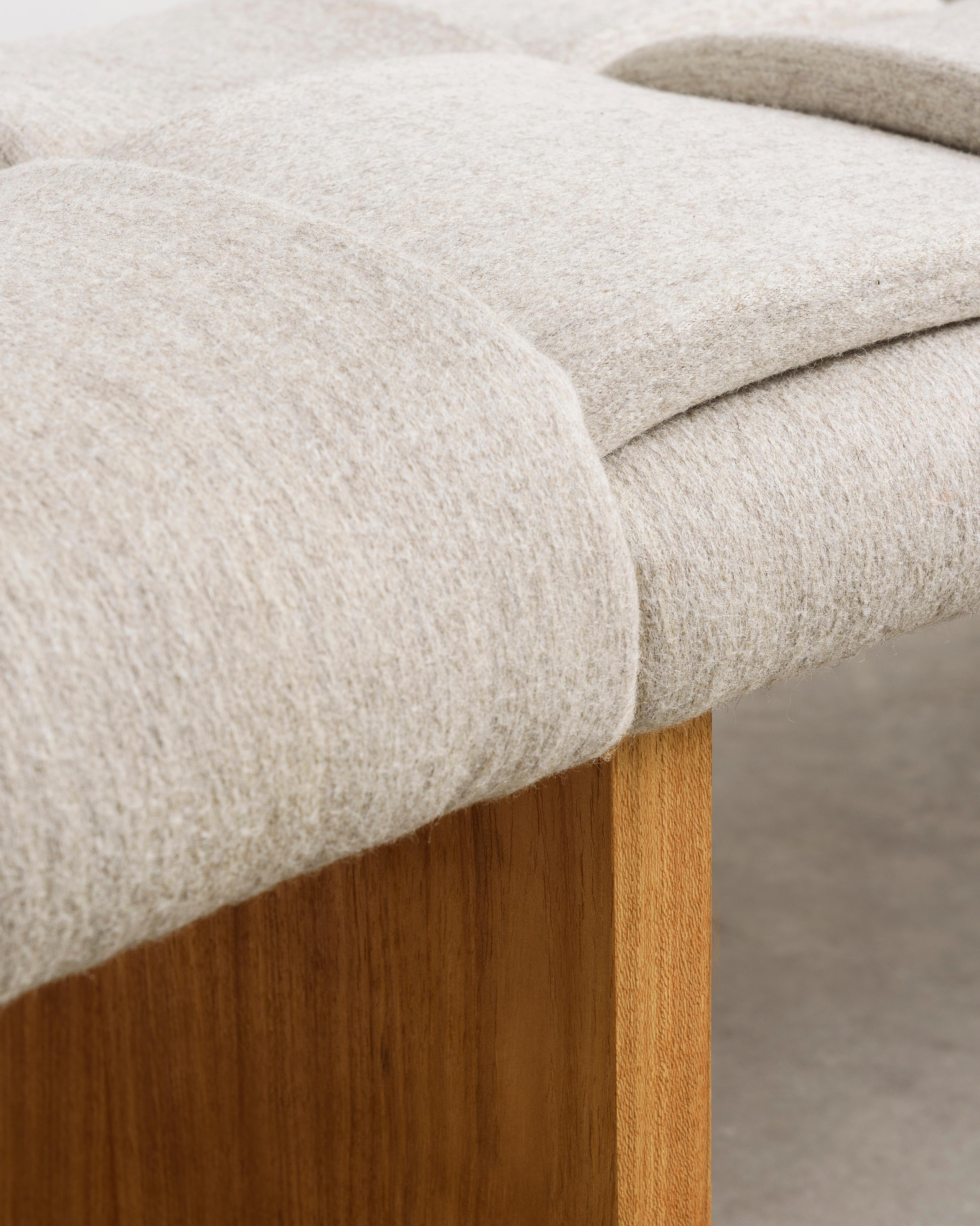 Brazilian Trama Bench 22, Wool and Solid Wood For Sale