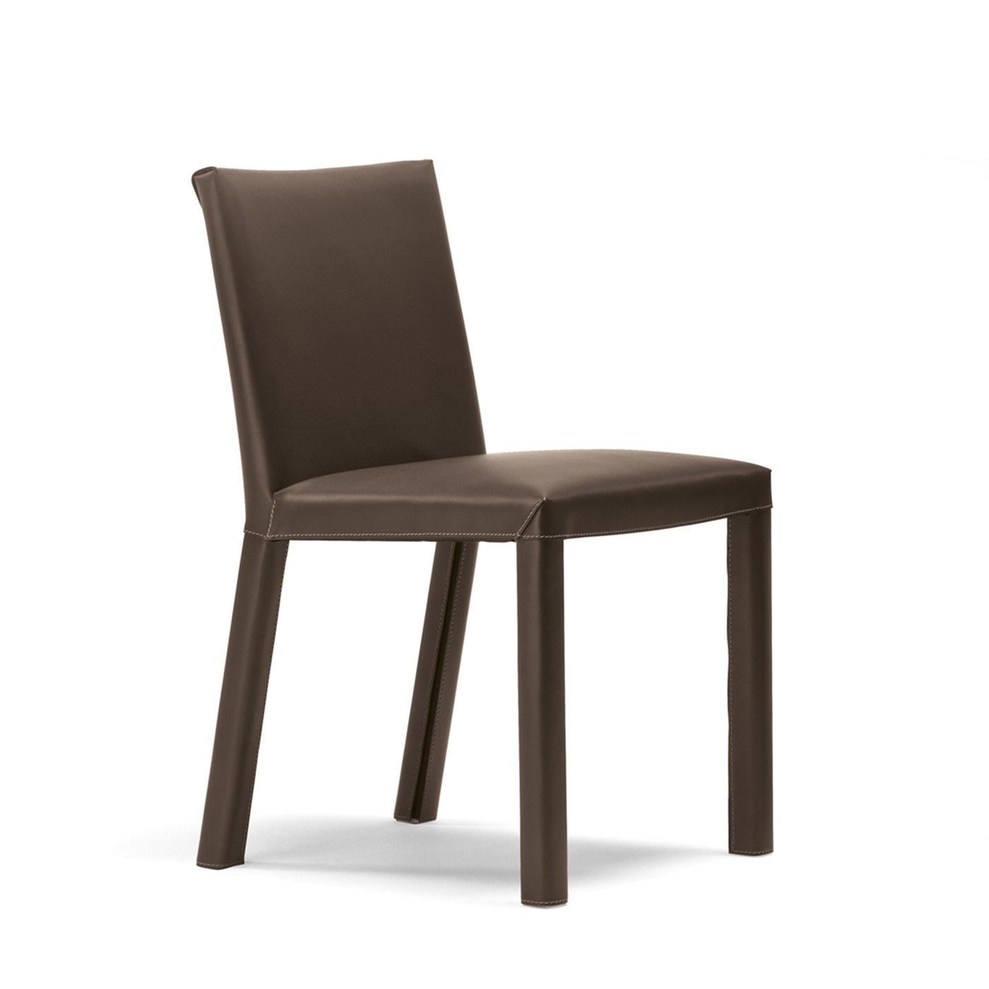 Modern Trama Brown Leather Chair For Sale