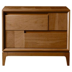 Table de chevet Trama e ordito en bois massif, finition naturelle en noyer, contemporaine