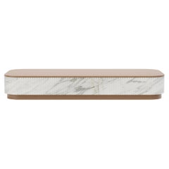 Trama - Modern Coffee Table in Fluted Calacatta Marble and White Oak Wood