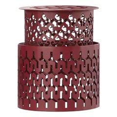 Trame Petit Tabouret Rond Rouge