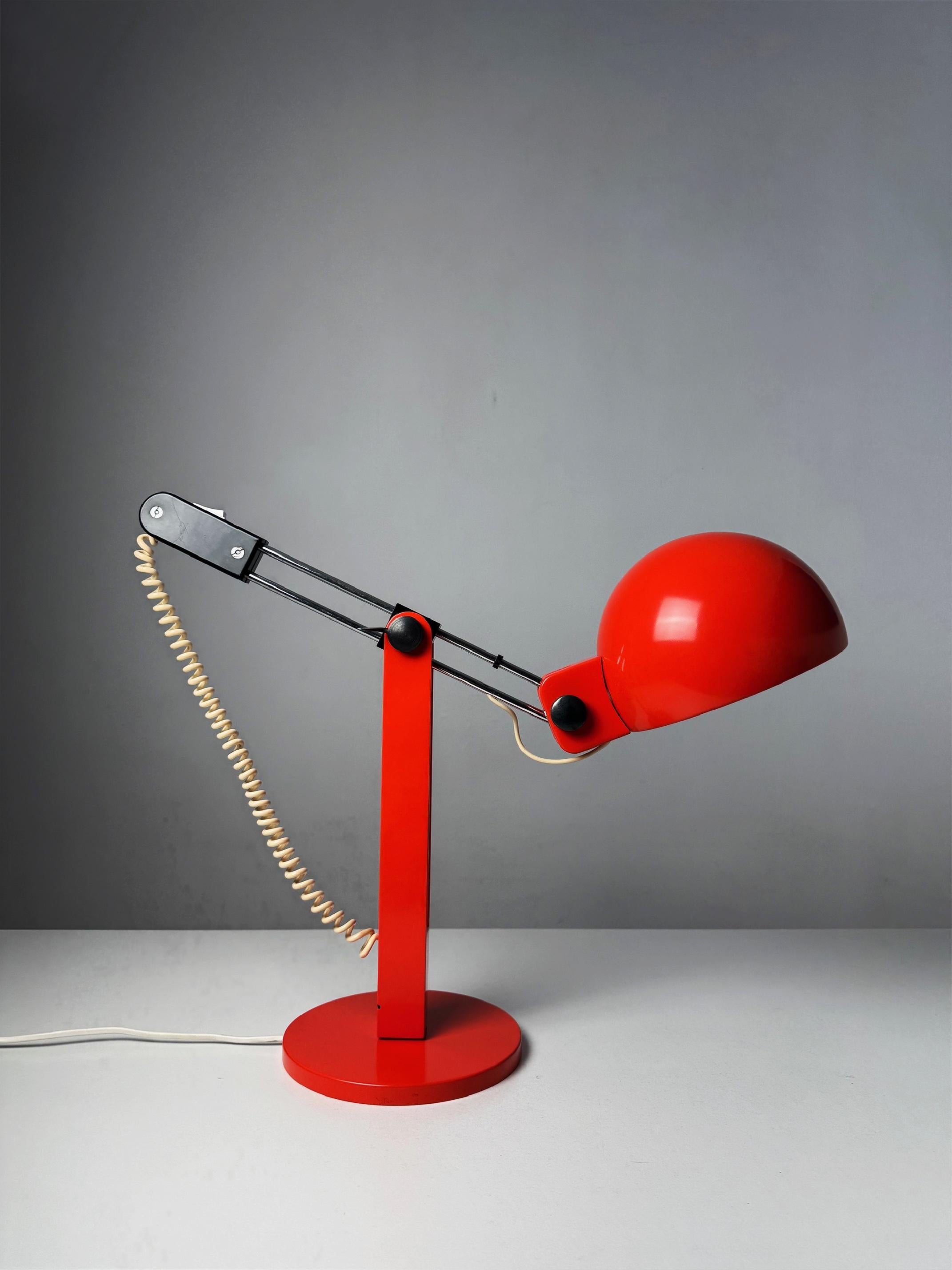 Mid-Century Modern Tramo Large Swivel orange table lamp by Miguel Milá 70s For Sale