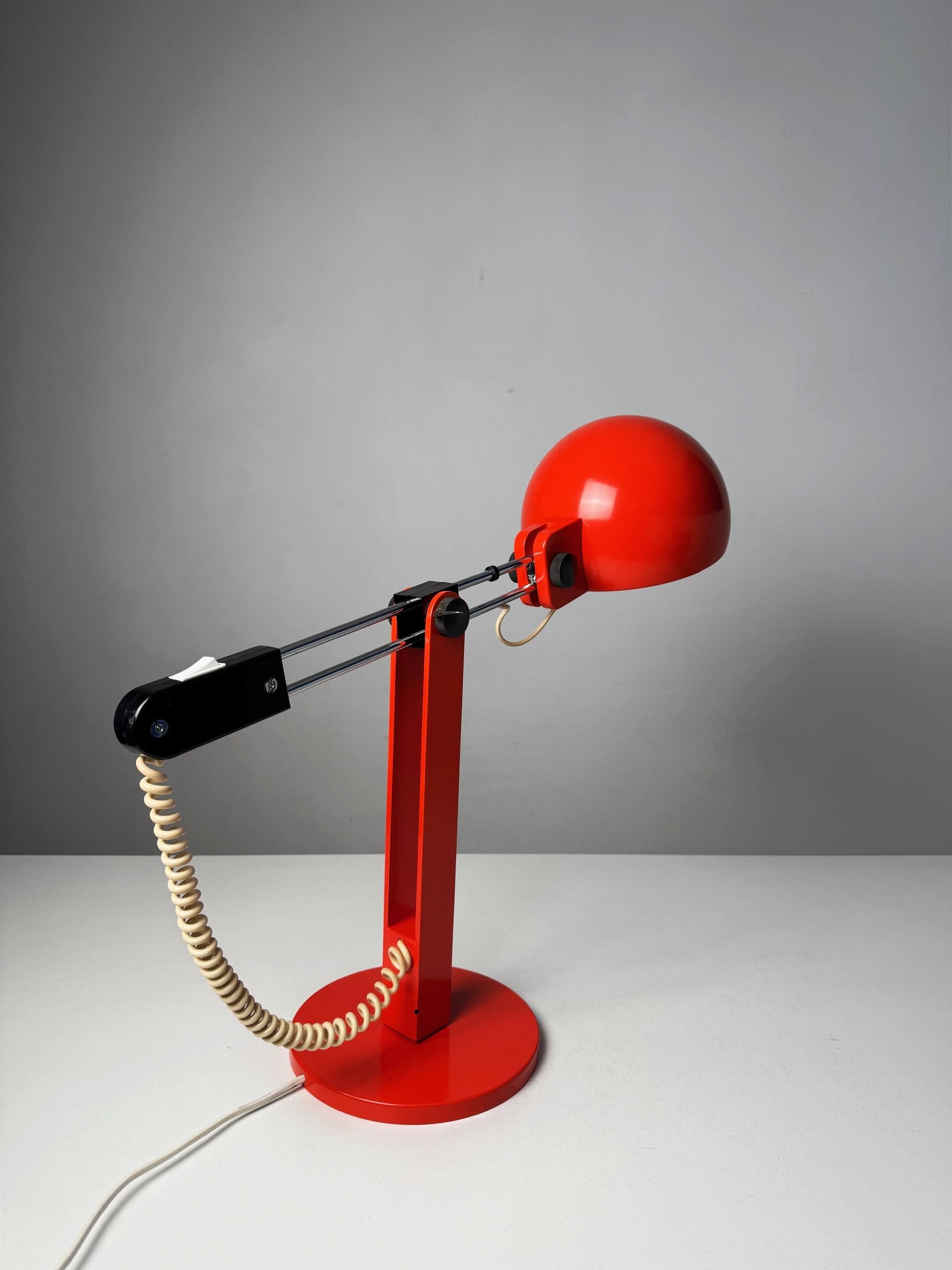 Spanish Tramo Large Swivel orange table lamp by Miguel Milá 70s For Sale
