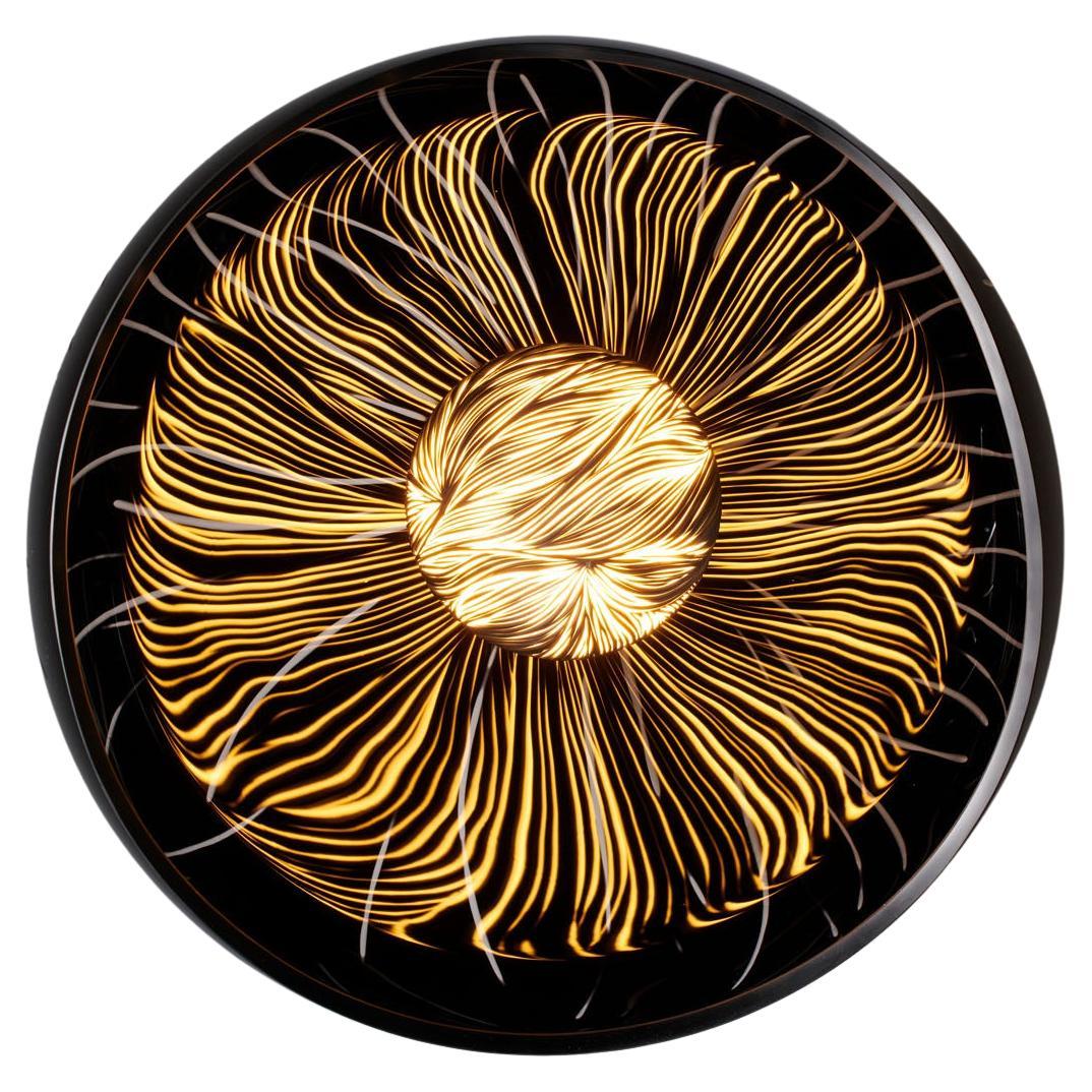 Contemporary blown Glass, stained Porcelain with Brass sconce by Vezzini & Chen For Sale