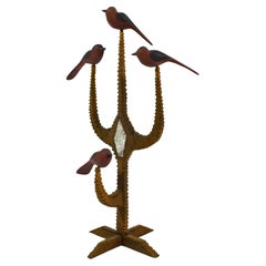 Tramp Art Birds in a Tree Sculpture