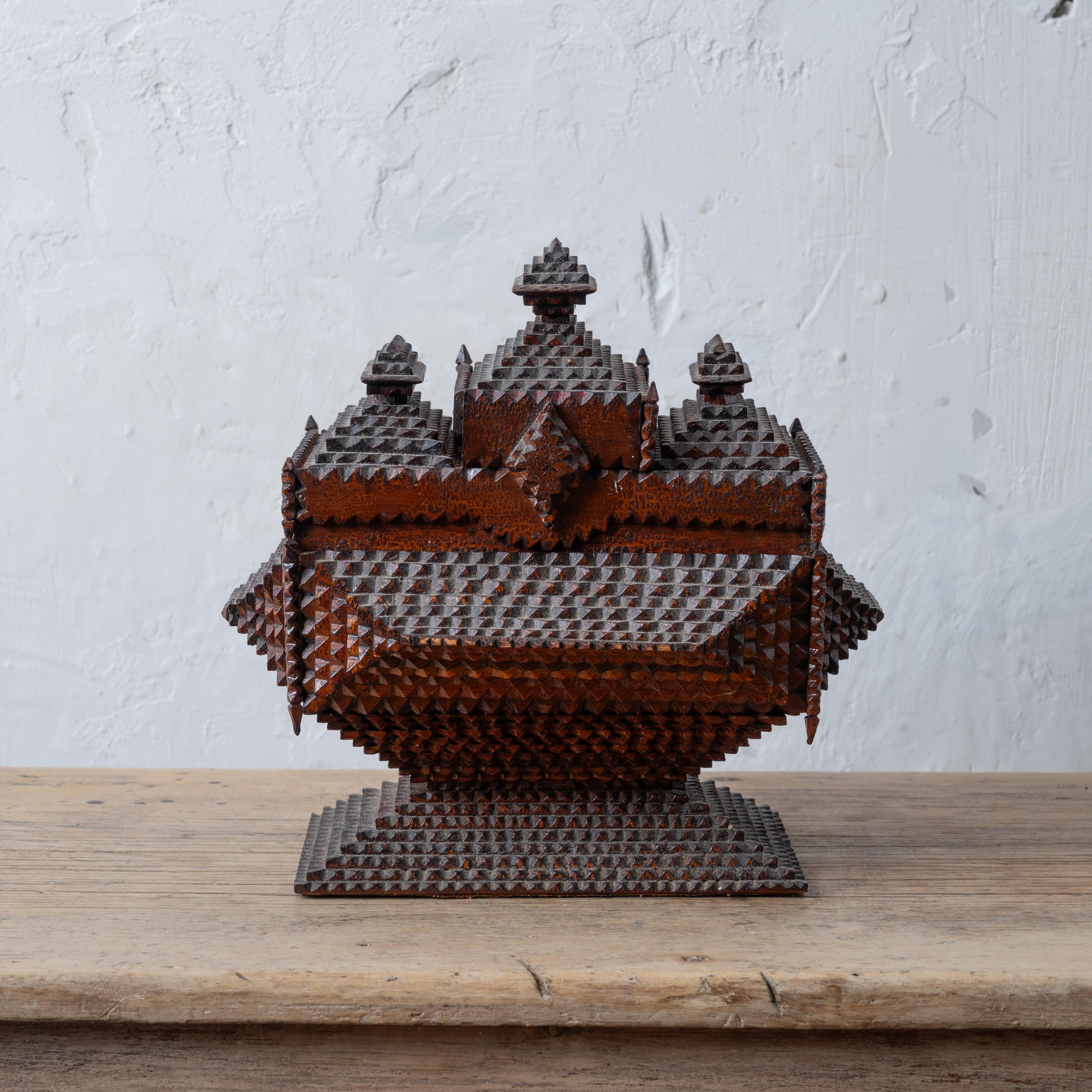 Folk Art Tramp Art Box, c.1890 For Sale