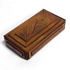 Tramp Art Box Folk Carving