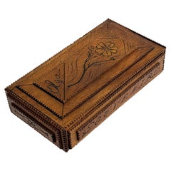 Tramp Art Box Folk Carving
