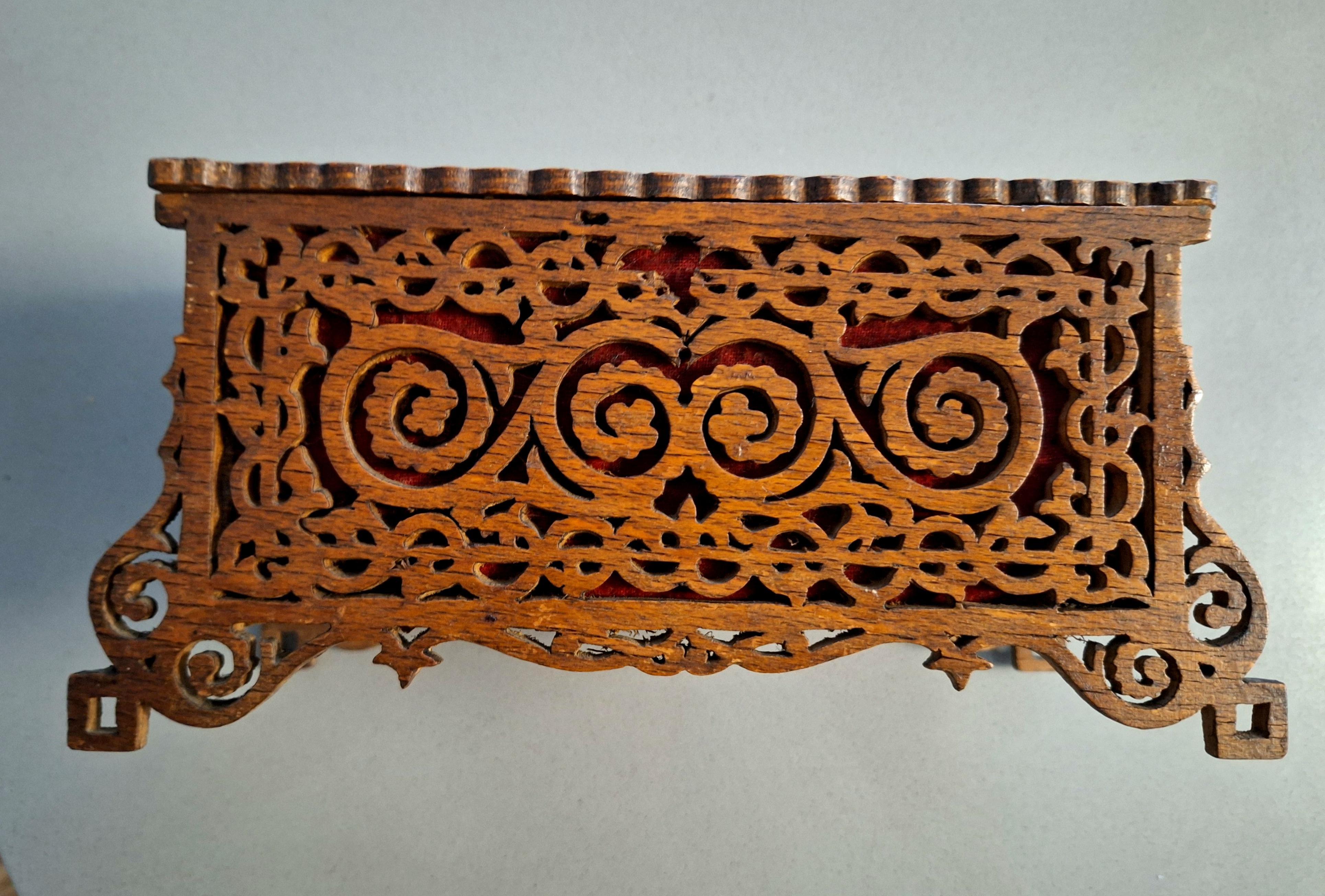 Carved  Tramp Art Box from Italy For Sale