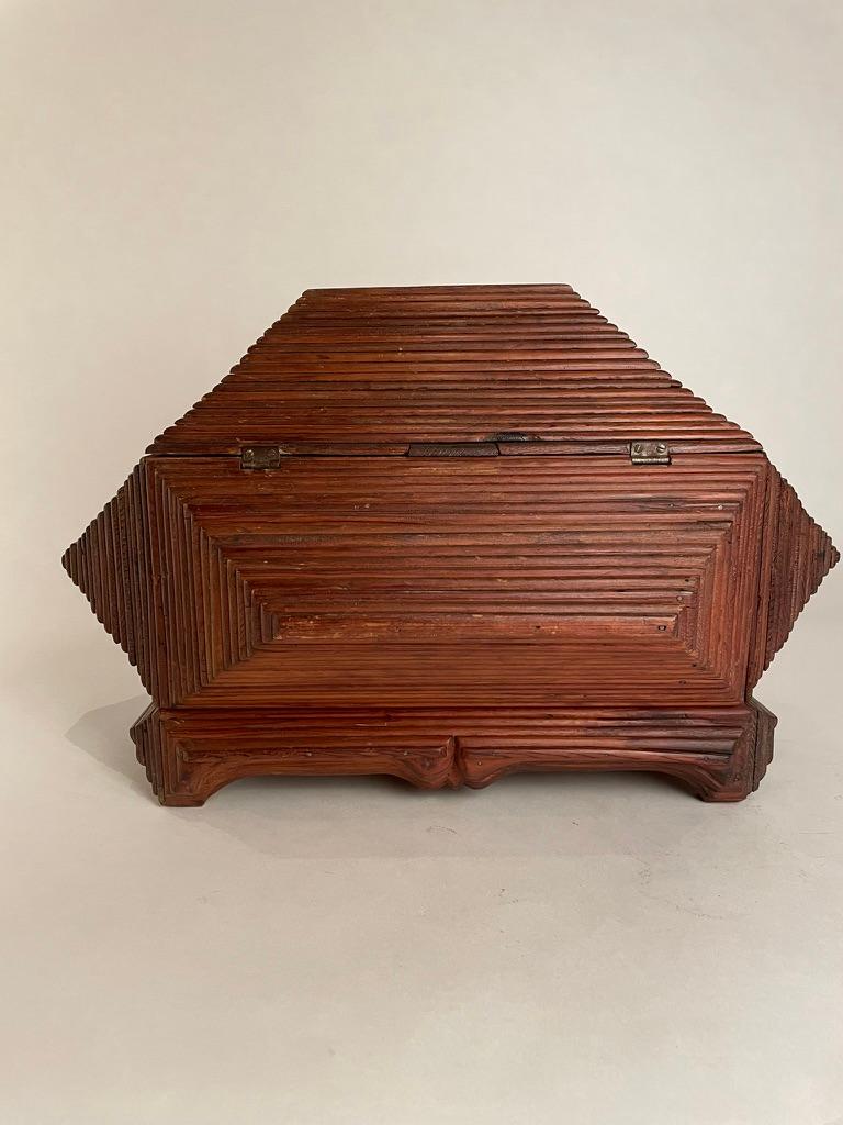 Tramp Art Box, Large Scale and Unusual Form. Circa 1900 For Sale 4