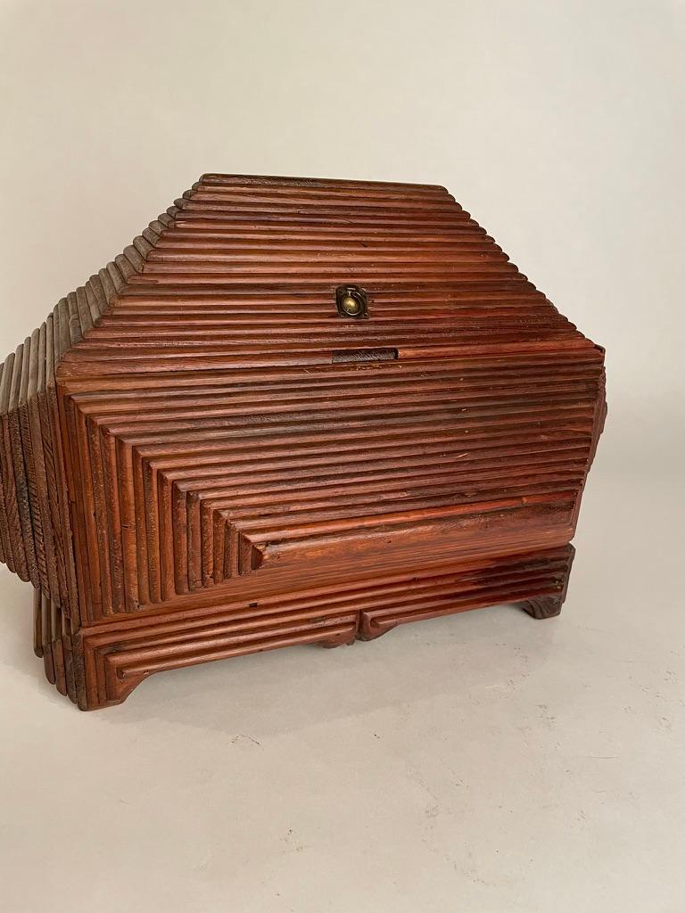 20th Century Tramp Art Box, Large Scale and Unusual Form. Circa 1900 For Sale
