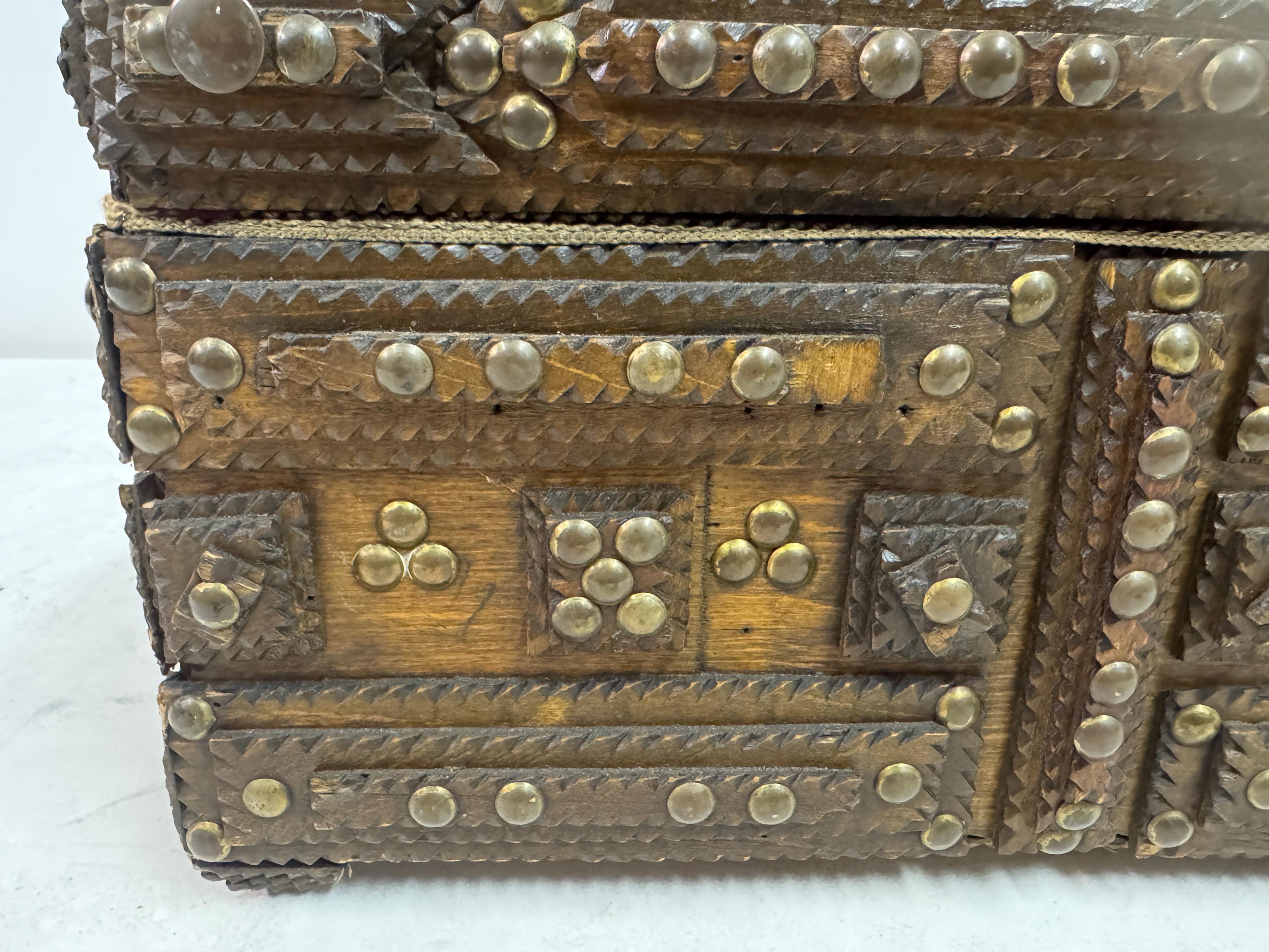 French Tramp Art Box or Chest, Early 20th Century For Sale