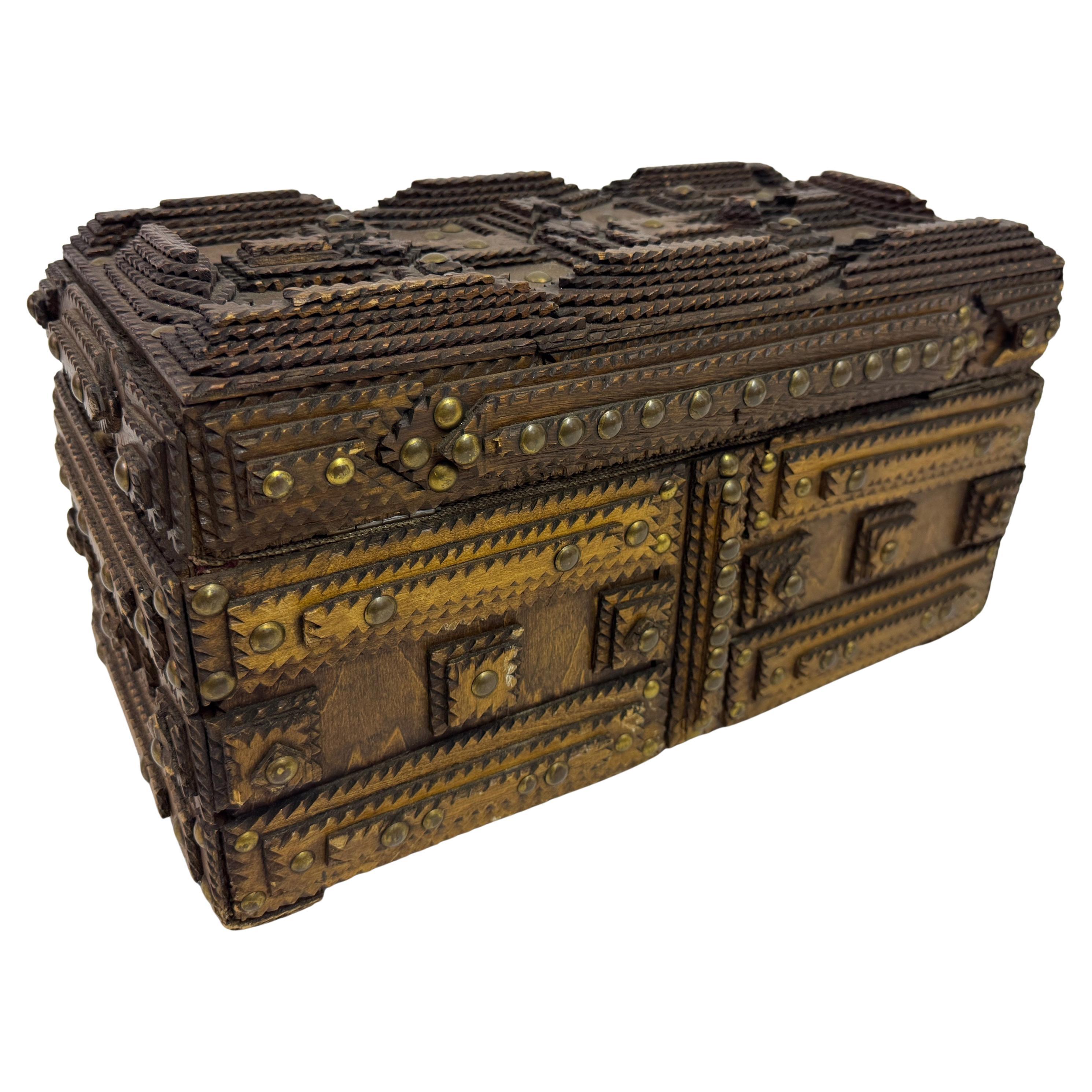 Tramp Art Box or Chest, Early 20th Century For Sale