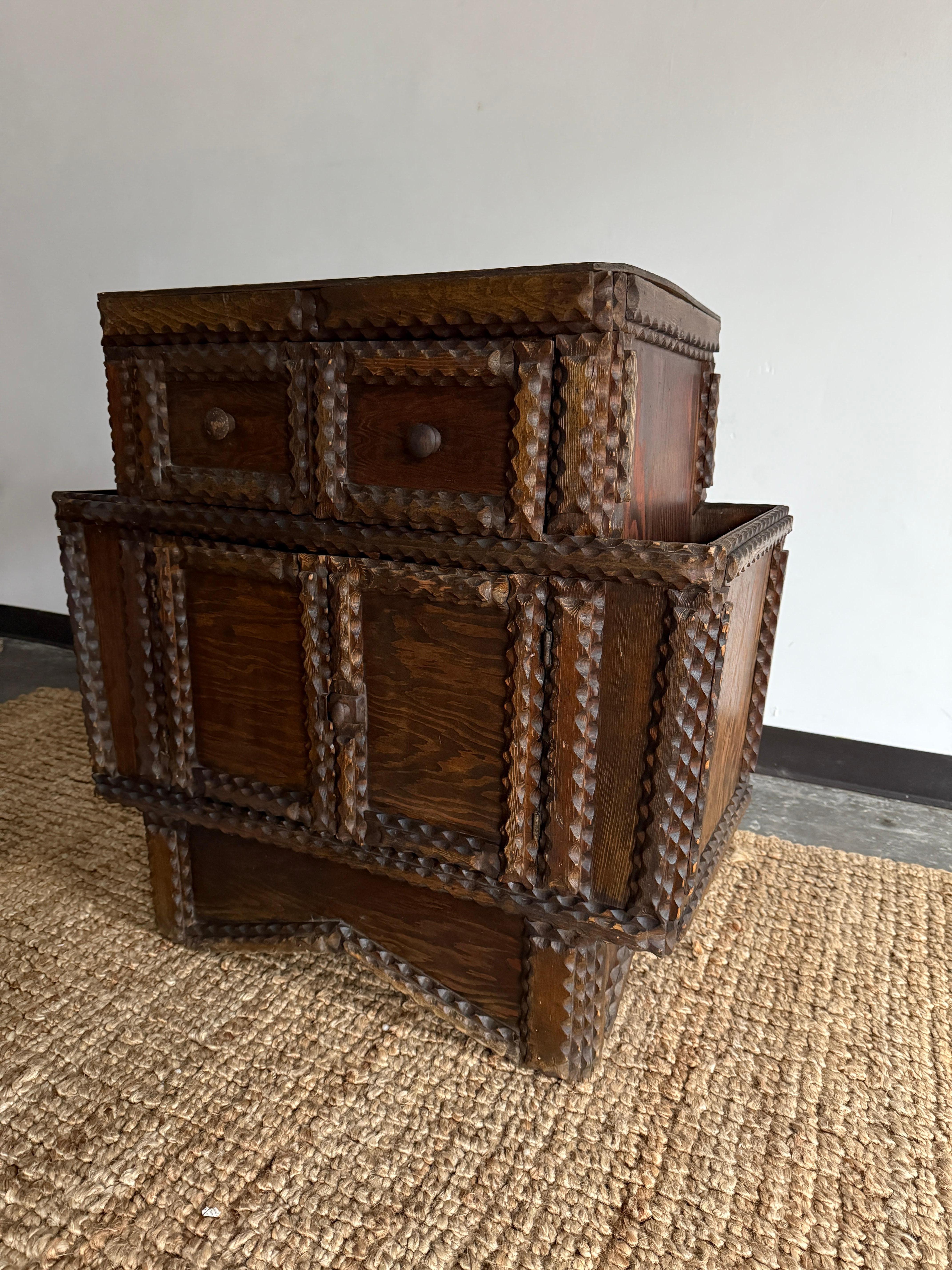 American Tramp Art Cabinet