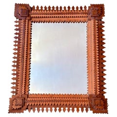 Tramp Art Carved Mirror, circa 1920