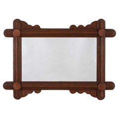 Specchio con cornice in Wood Tramp Art Circa 1900