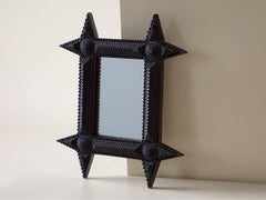 Tramp Art Carved Wood Mirror