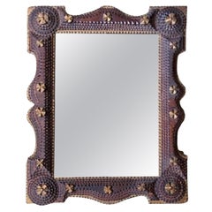 Tramp Art Chip Carved and Decorated Mirror, circa 1920s