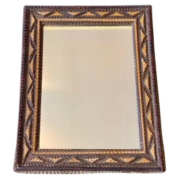 Tramp Art Chip Carved Frame Mirror, circa 1920
