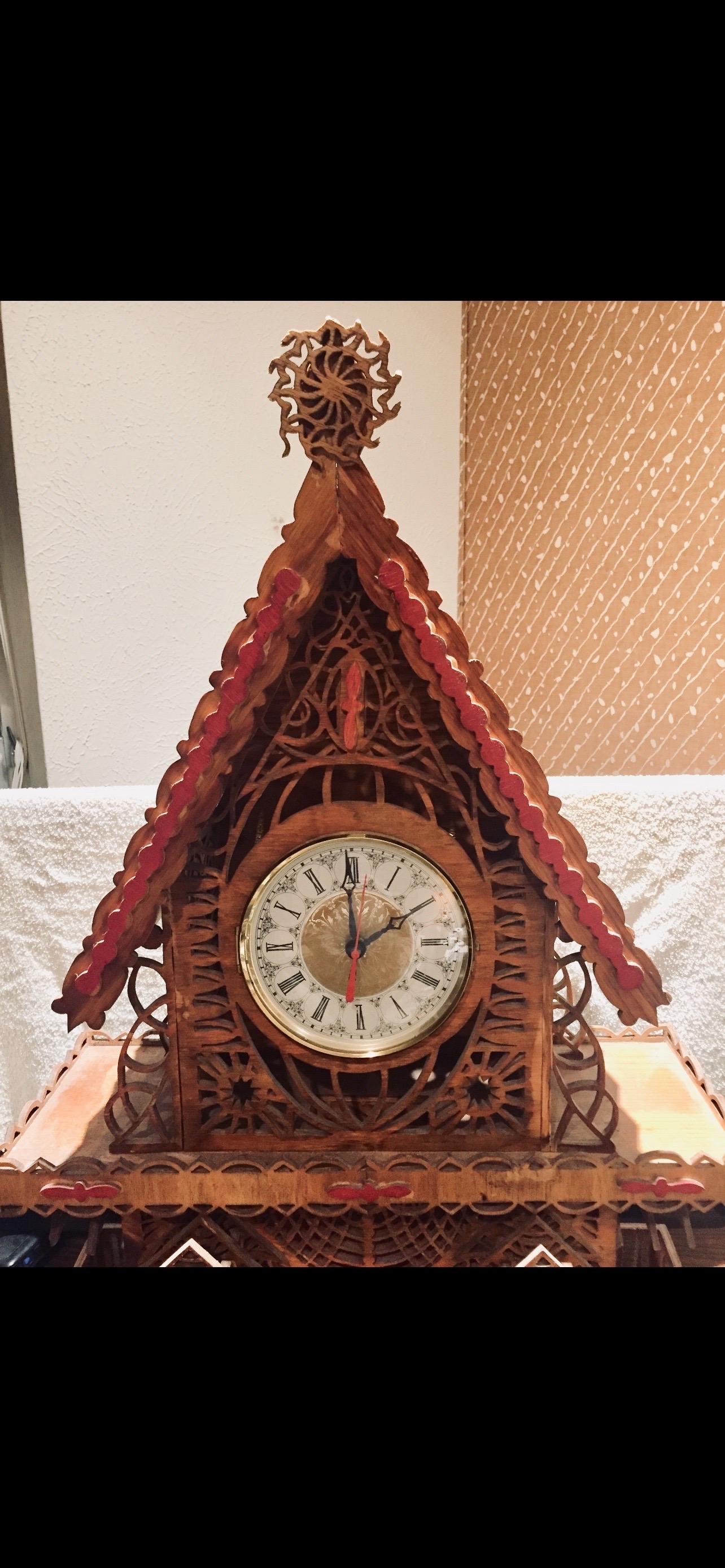 American Tramp Art Clock For Sale
