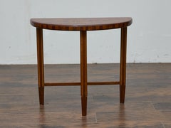 Tramp Art Demi-Lune Console Table with Geometric Marquetry, circa 1900