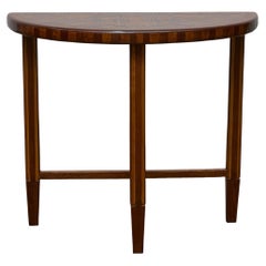Table console Demi-Lune de Tramp Art avec marqueterie géométrique, vers 1900