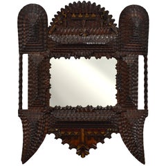 Tramp Art Frame with Mirror