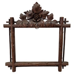 Tramp Art, Mirror Frame for photos, hand carved, 1890, Schwarzwald / Austria