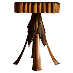 Tramp Art Palm Frond Accent Table or Pedestal, 1930s