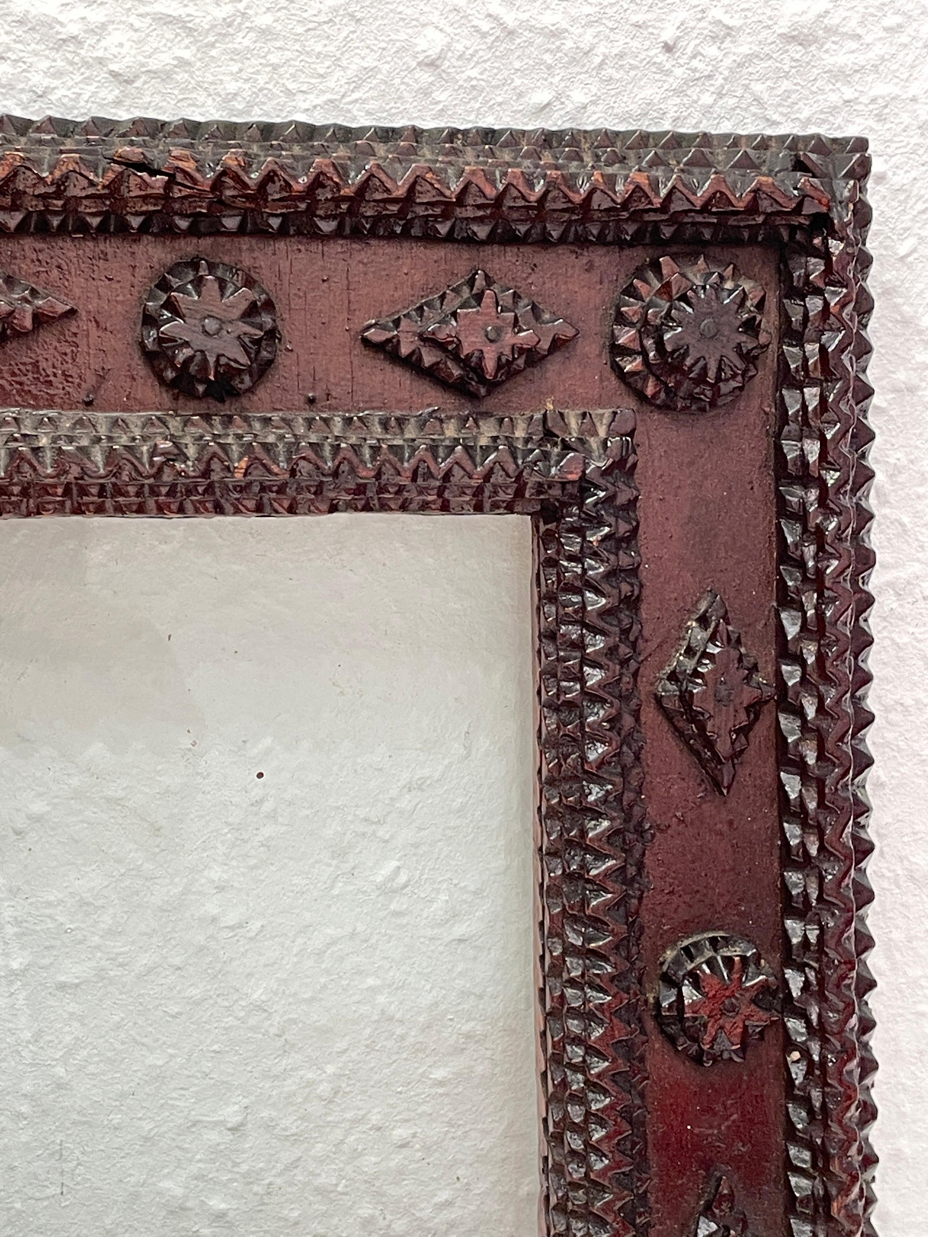 Tramp Art Picture Frame Late 19th Century Antique, German 1