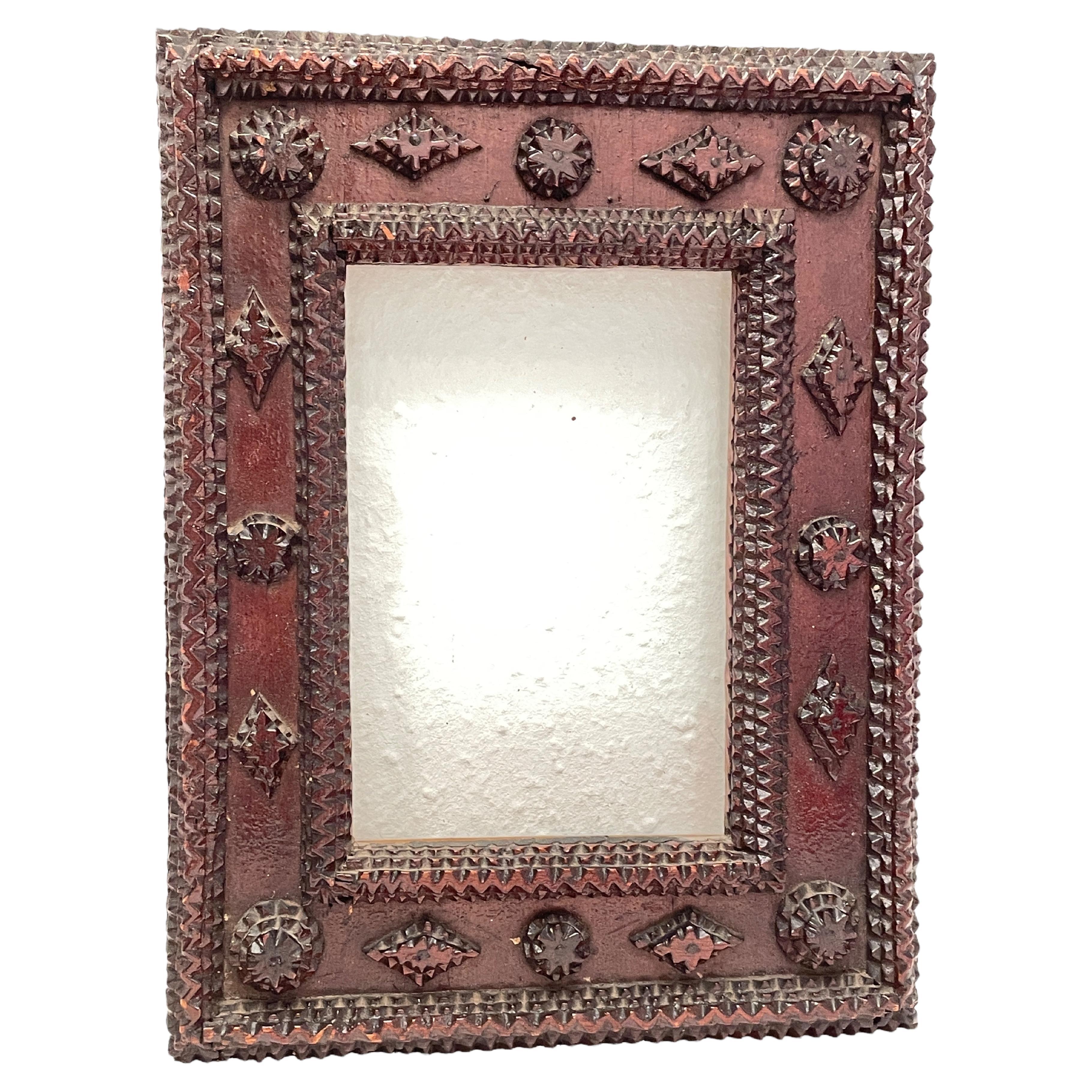 Tramp Art Picture Frame Late 19th Century Antique, German