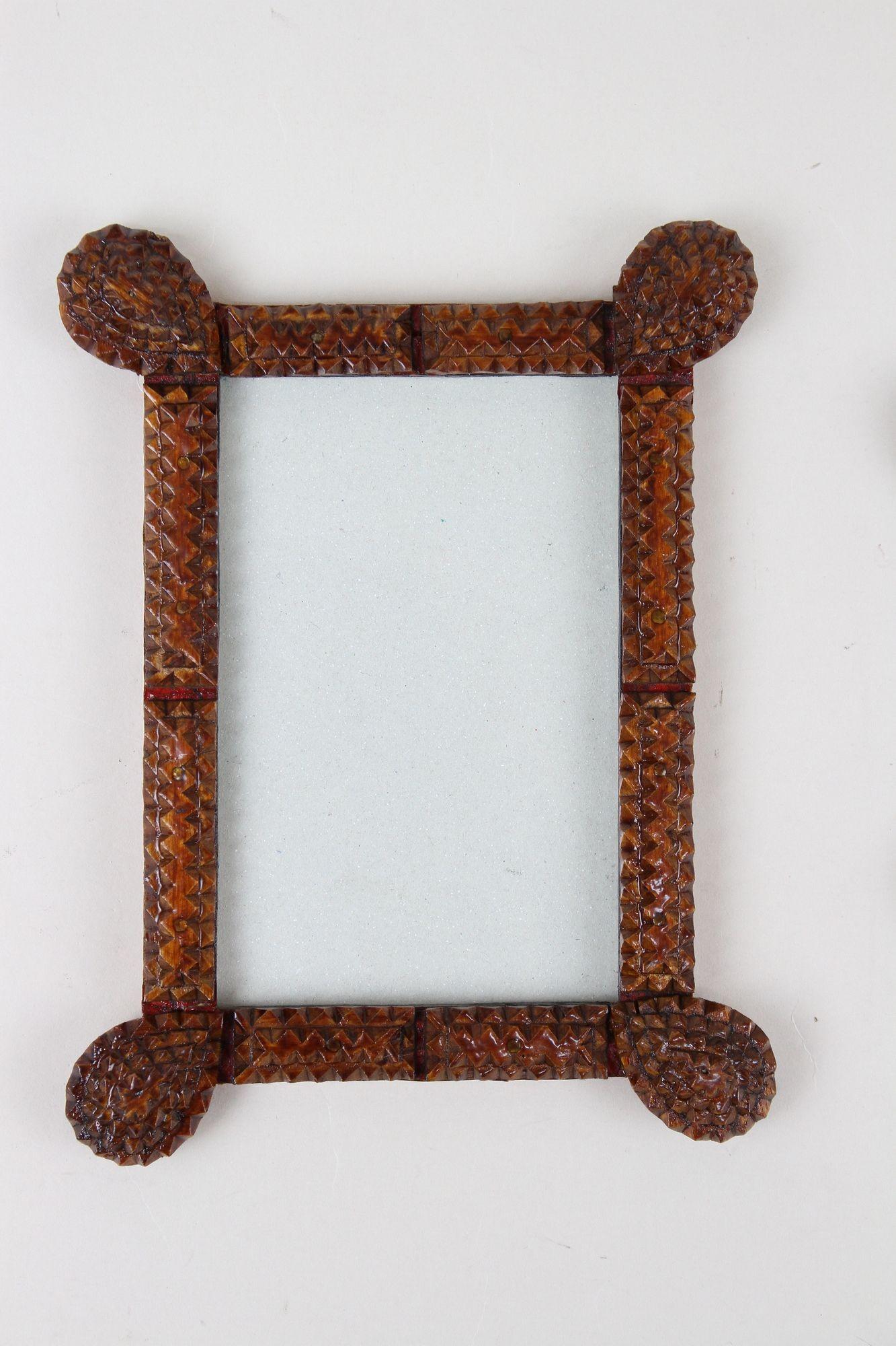 Hand-Carved Tramp Art Rustic Photo Frames - Set Of Three, Austria circa 1870