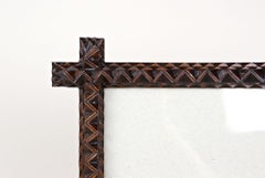 Tramp Art Cornice rustica per foto/quadri intagliata a mano, Austria circa 1880