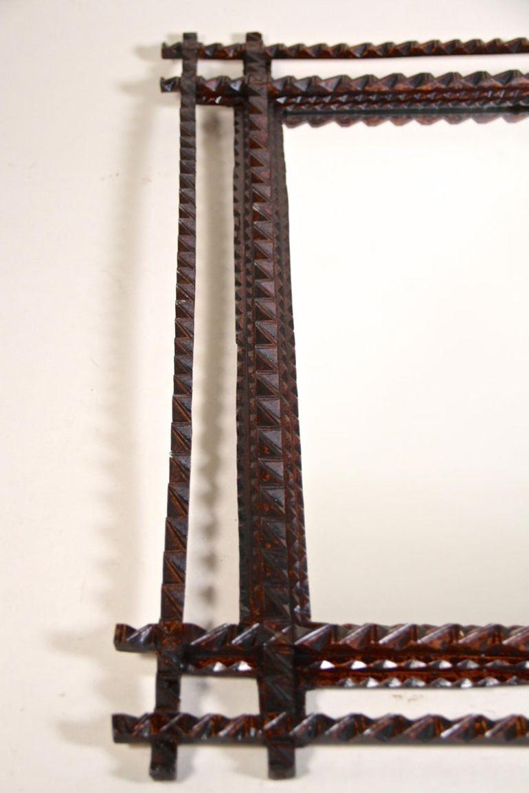 Specchio da parete rustico Tramp Art Fine XIX secolo, Austria, circa 1880 in vendita 7