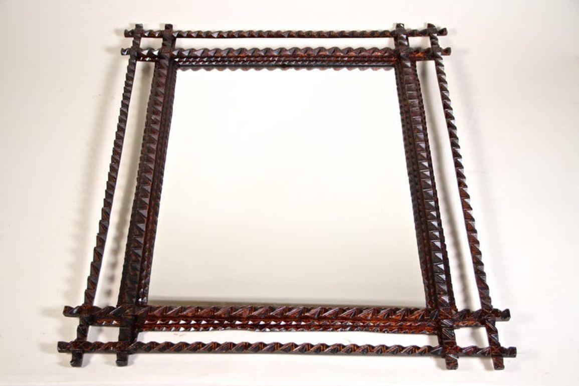 Specchio da parete rustico Tramp Art Fine XIX secolo, Austria, circa 1880 in vendita 4