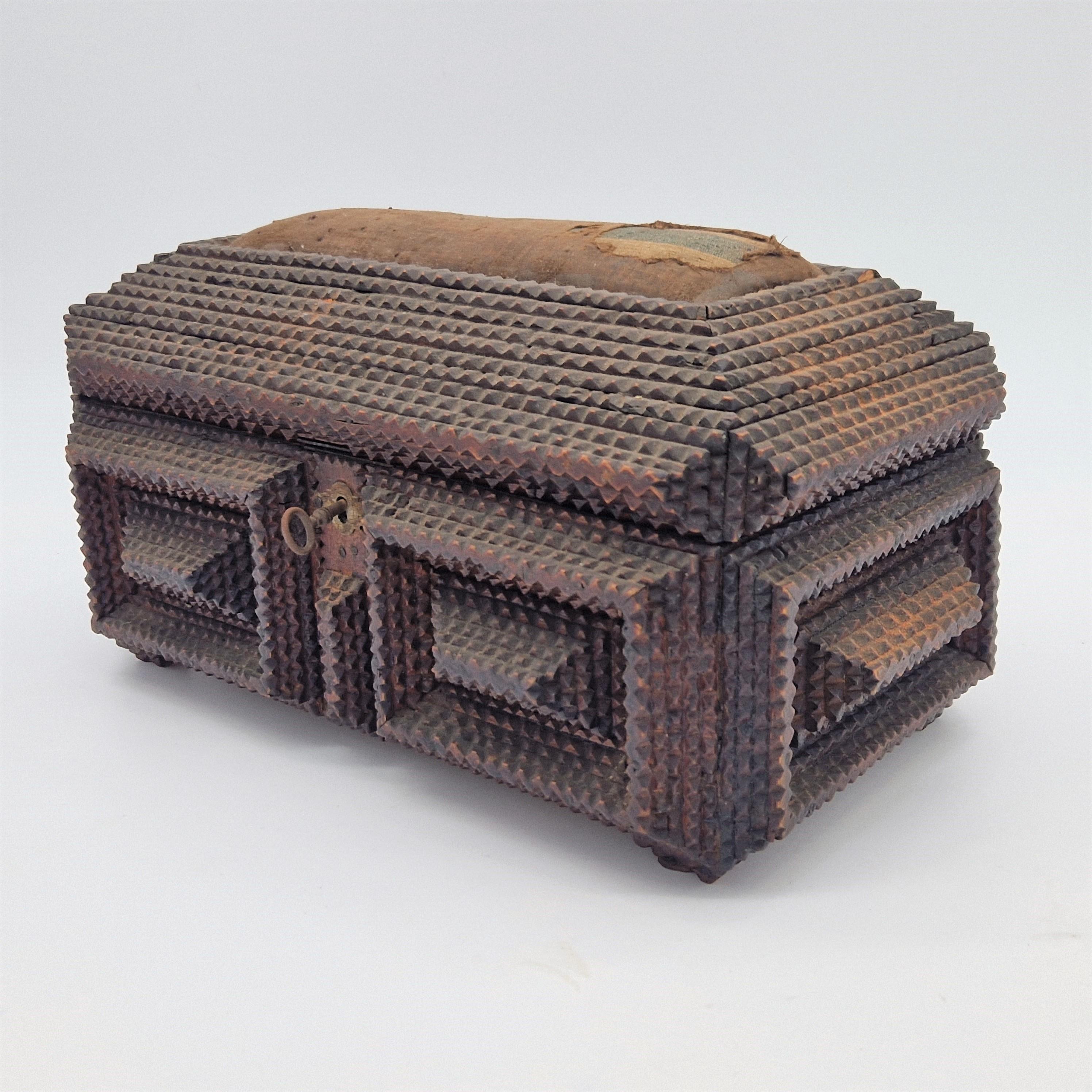 Country Tramp Art Wood Box. 1850 - 1880 For Sale
